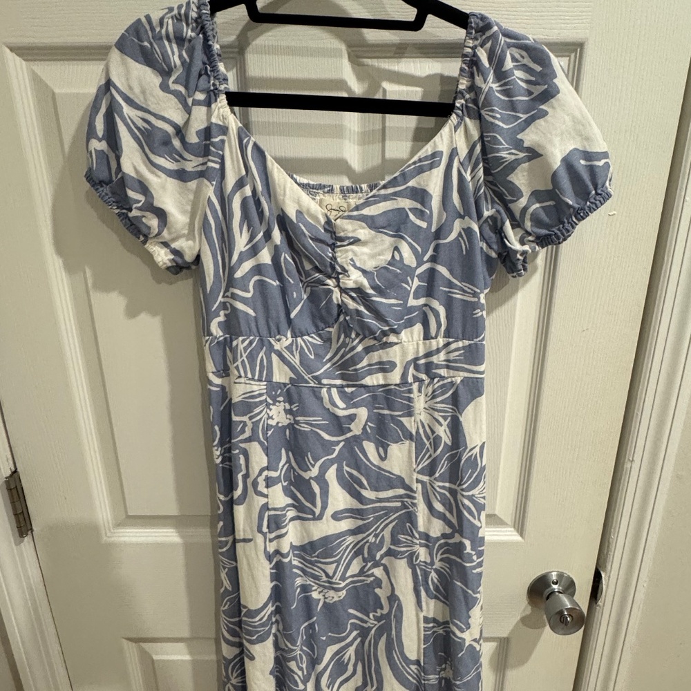 Jessica Simpson Blue White Floral Midi Dress